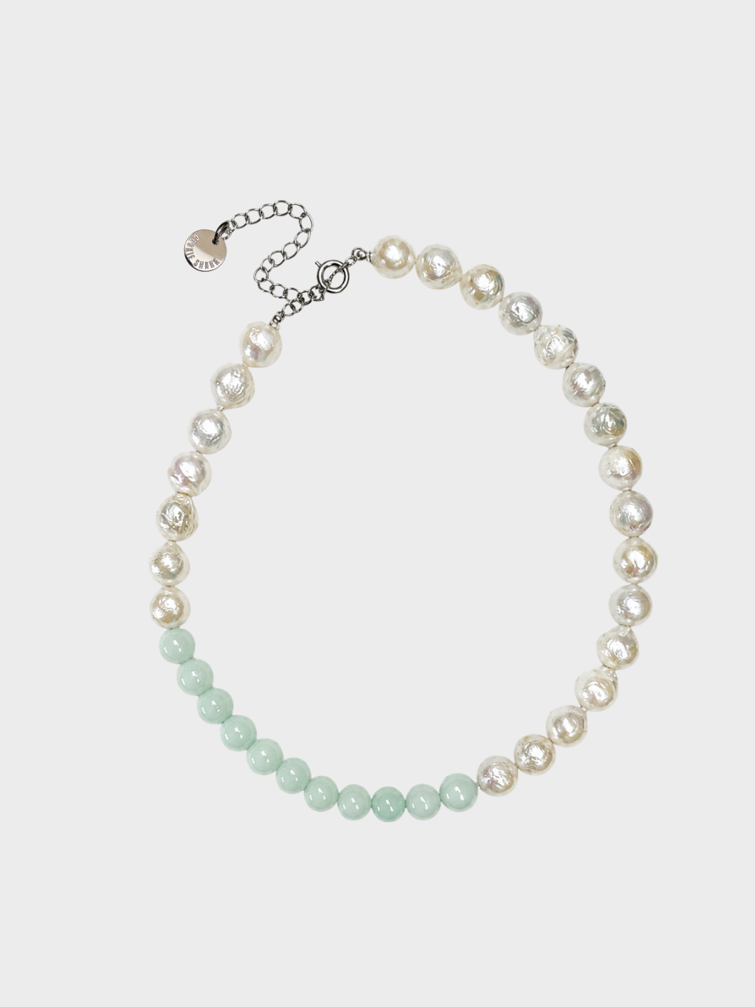 Collier SEQUENCE - Perle et calcédoine verte d'eau