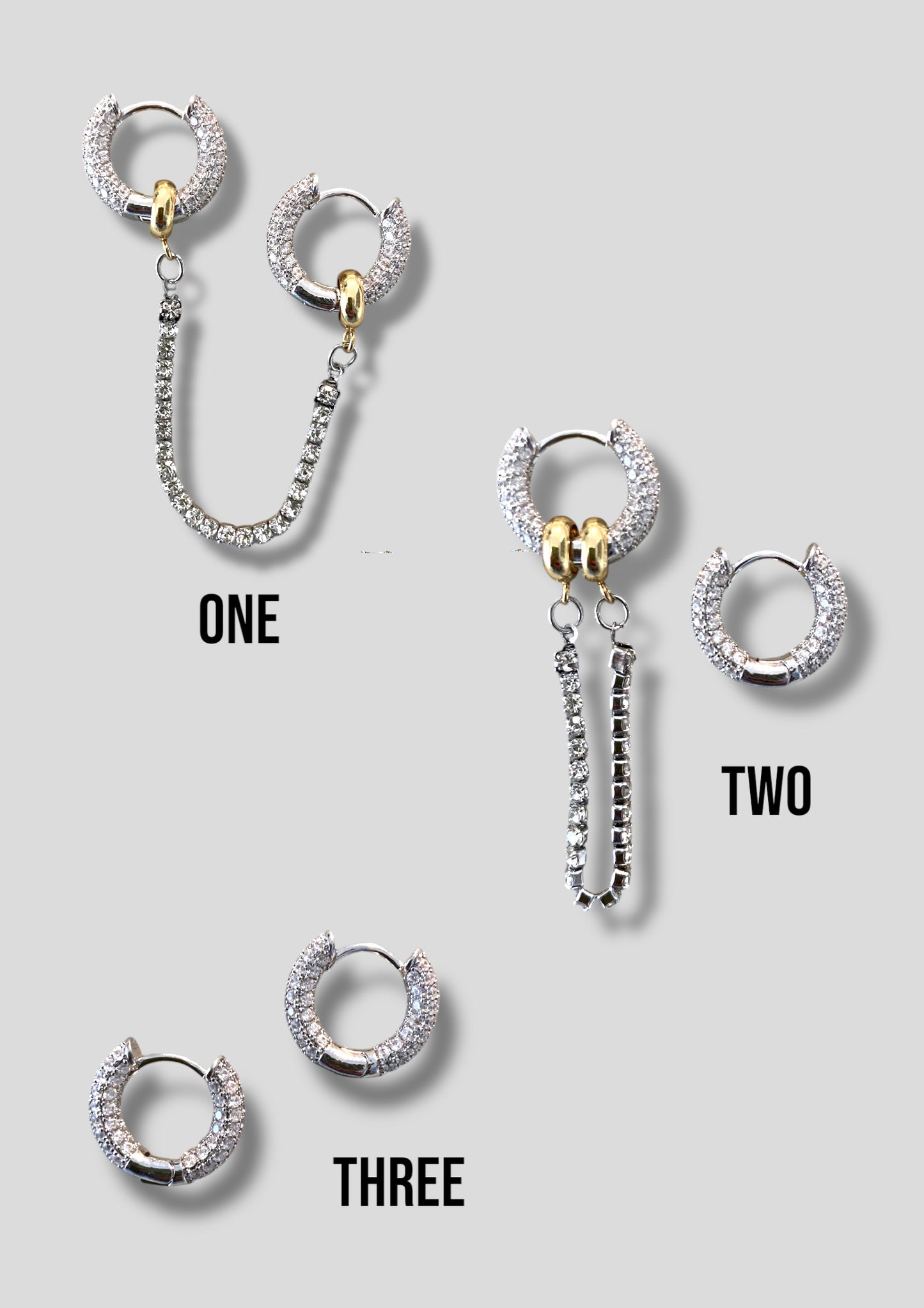 Boucles d'oreille Moon 3en1