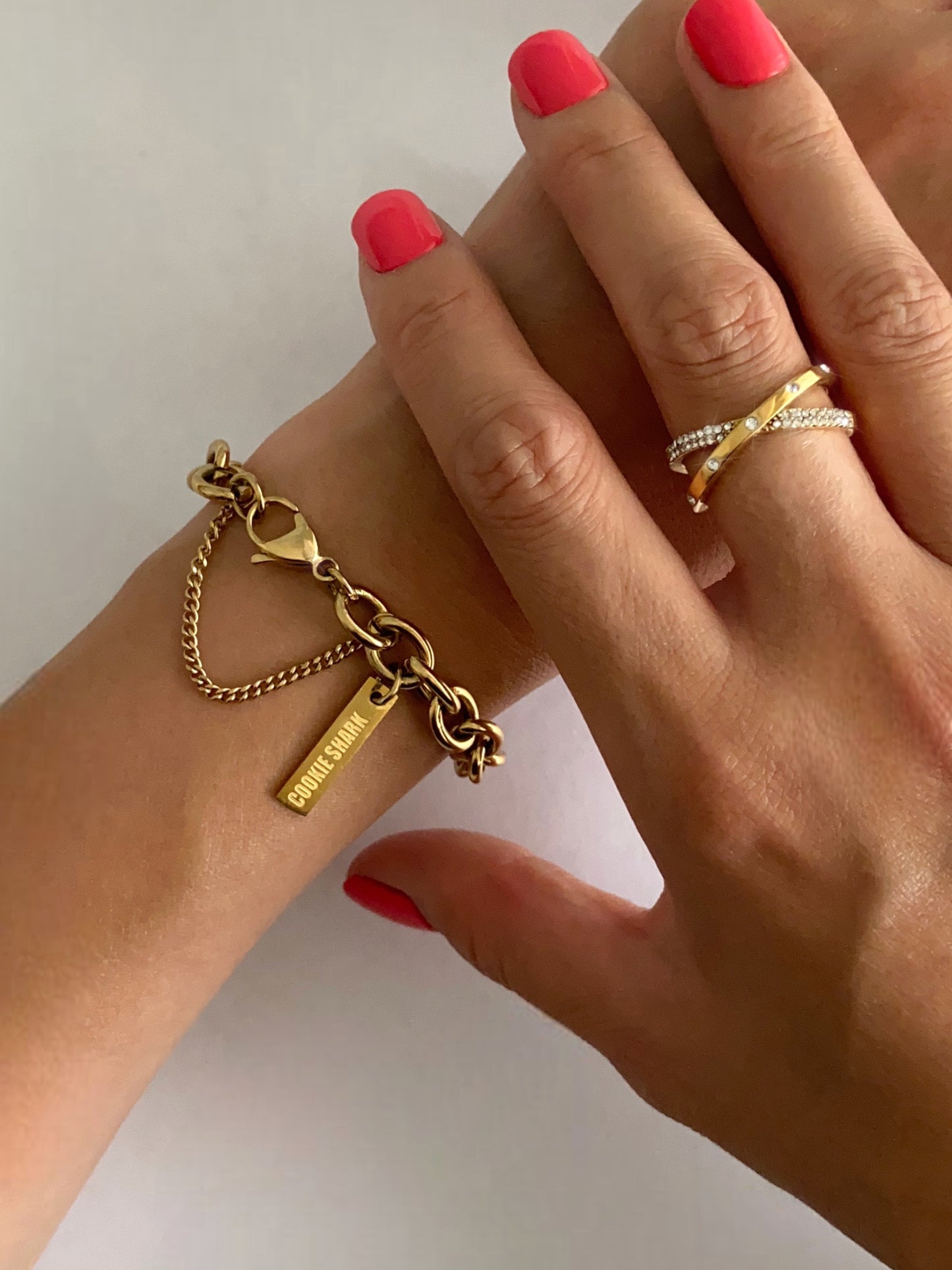 RING Cross - Gold/Crystal