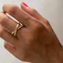 RING Cross - Gold/Crystal