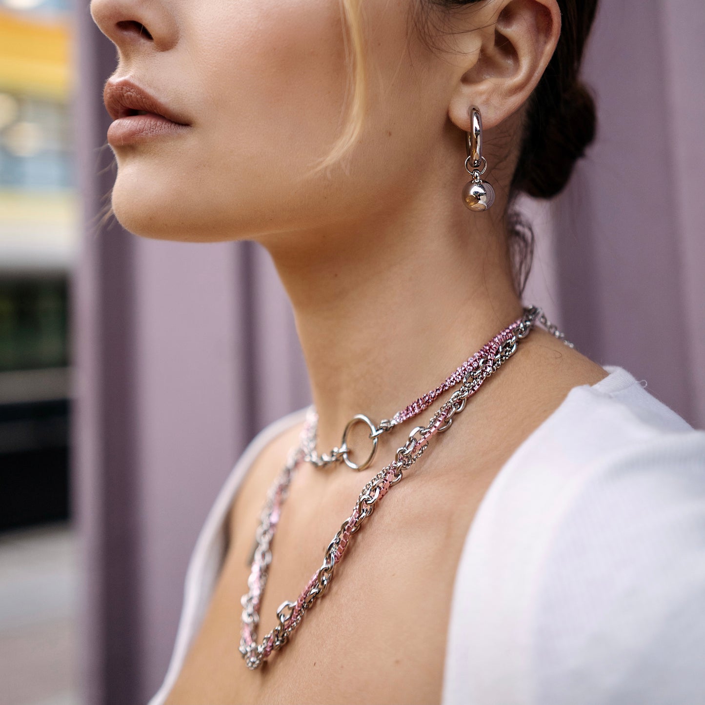 CIRCLE NECKLACE - Light Pink