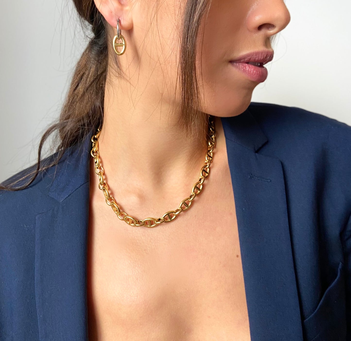 NAVY MESH NECKLACE - Silver