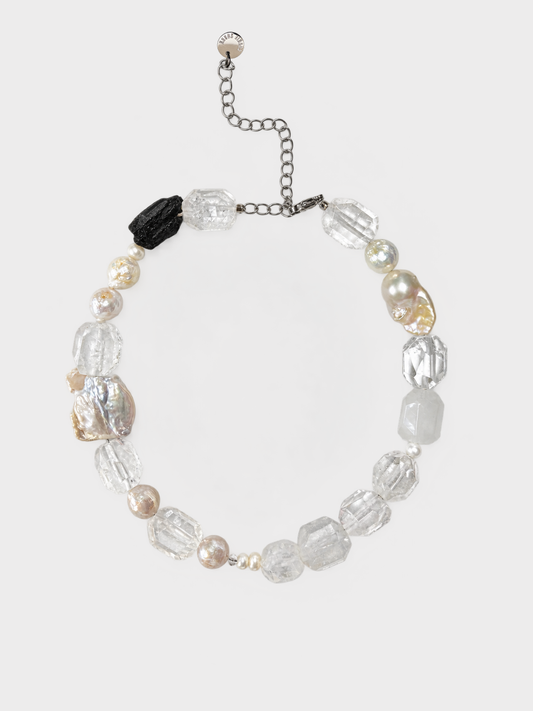 Collier CRISTAL LAVA FROST - Blanc et Noir