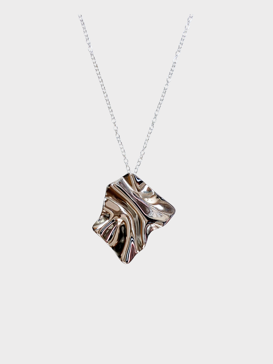 Collier sautoir FOLDED SQUARE - Argent
