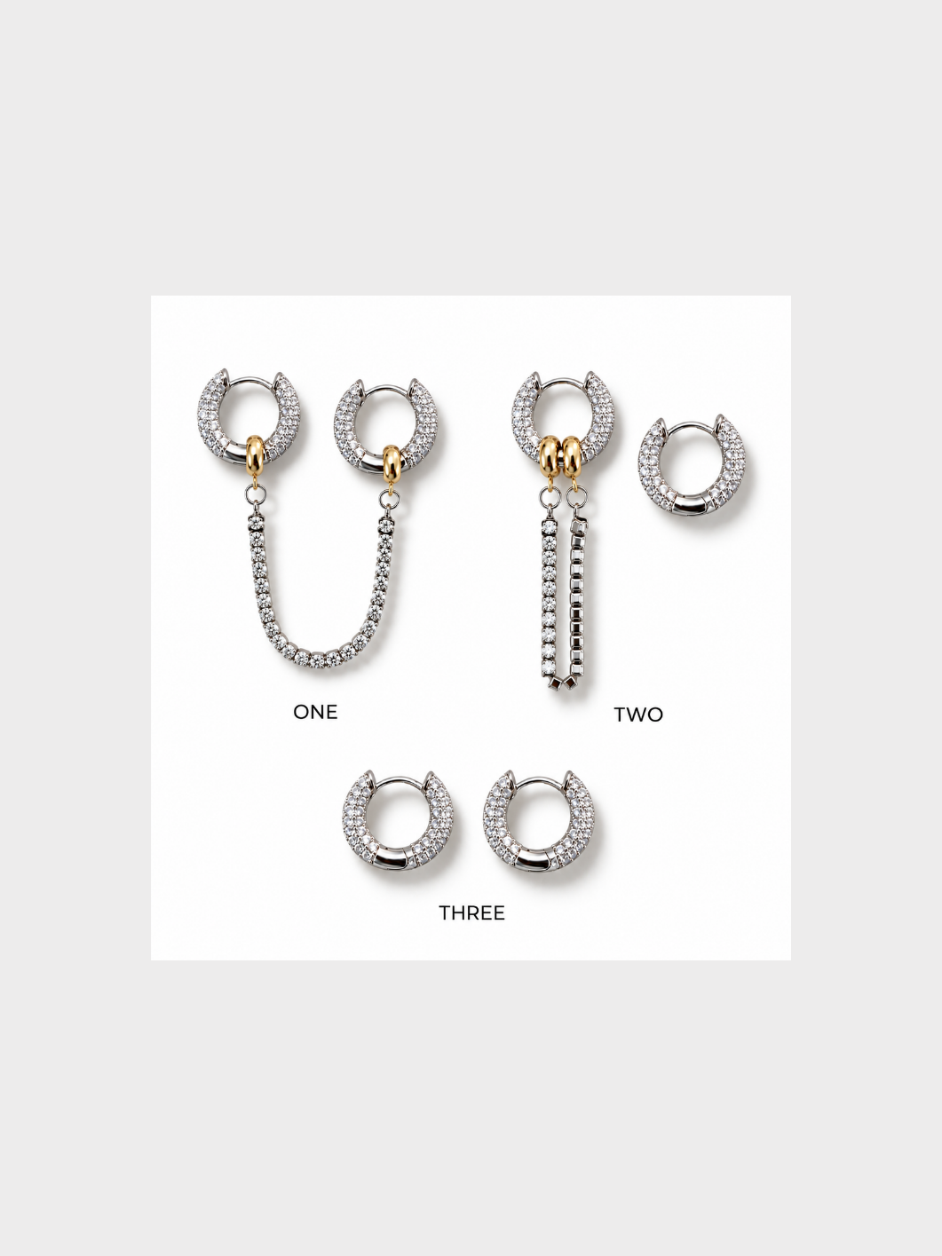 Boucles d'oreille Moon 3en1