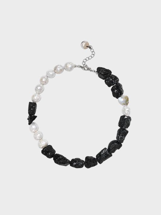 Collier PEARL LAVA  - Noir et Blanc
