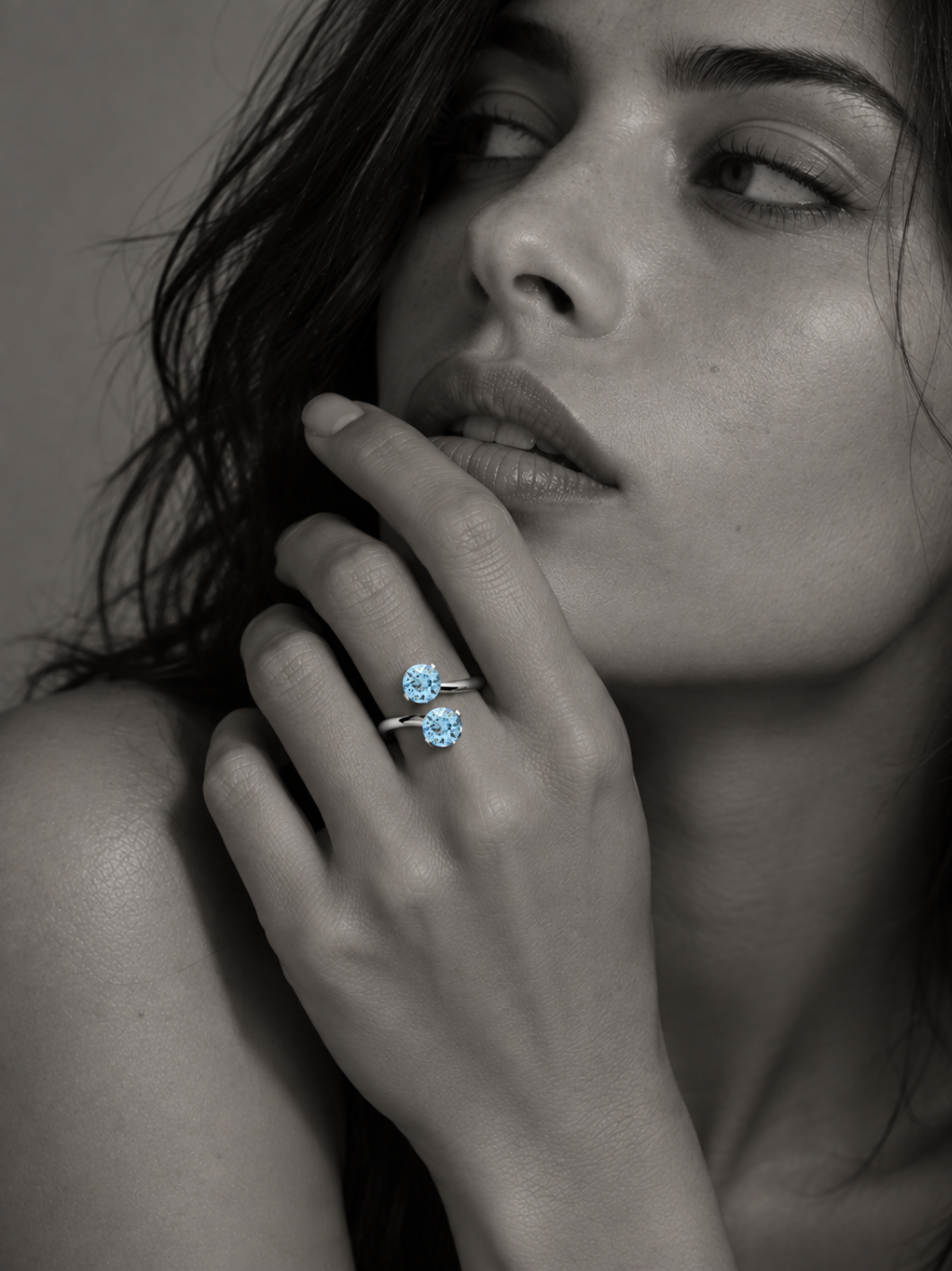 BAGUE LAPILLI - Aquamarine