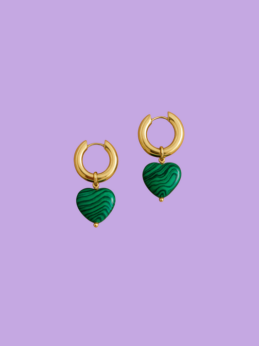 Boucles d'oreille CANDY HEART MALACHITE