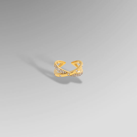 RING Cross - Gold/Crystal