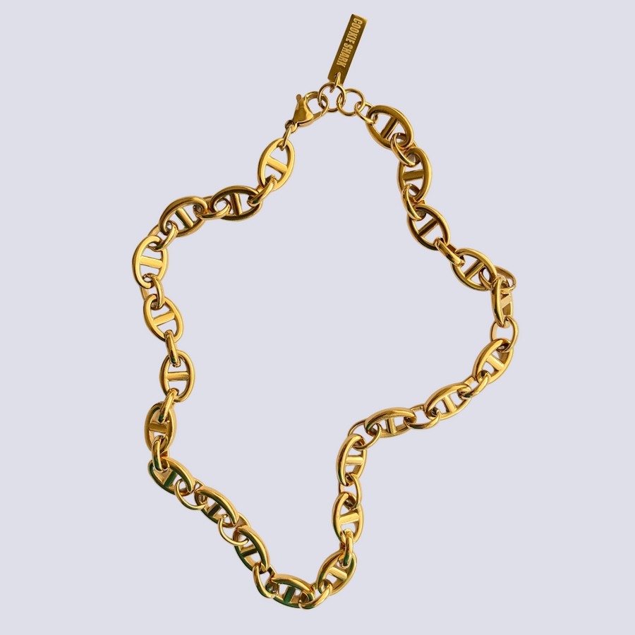 NAVY MESH NECKLACE - Gold